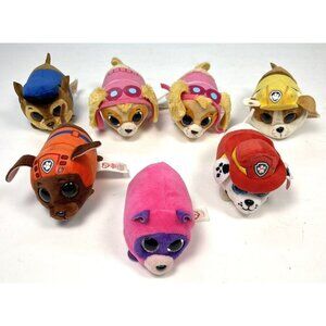 Lot 7 Nickelodeon Paw Patrol TEENY TY Stackable Plush Stuffed Animal Toys *Read*